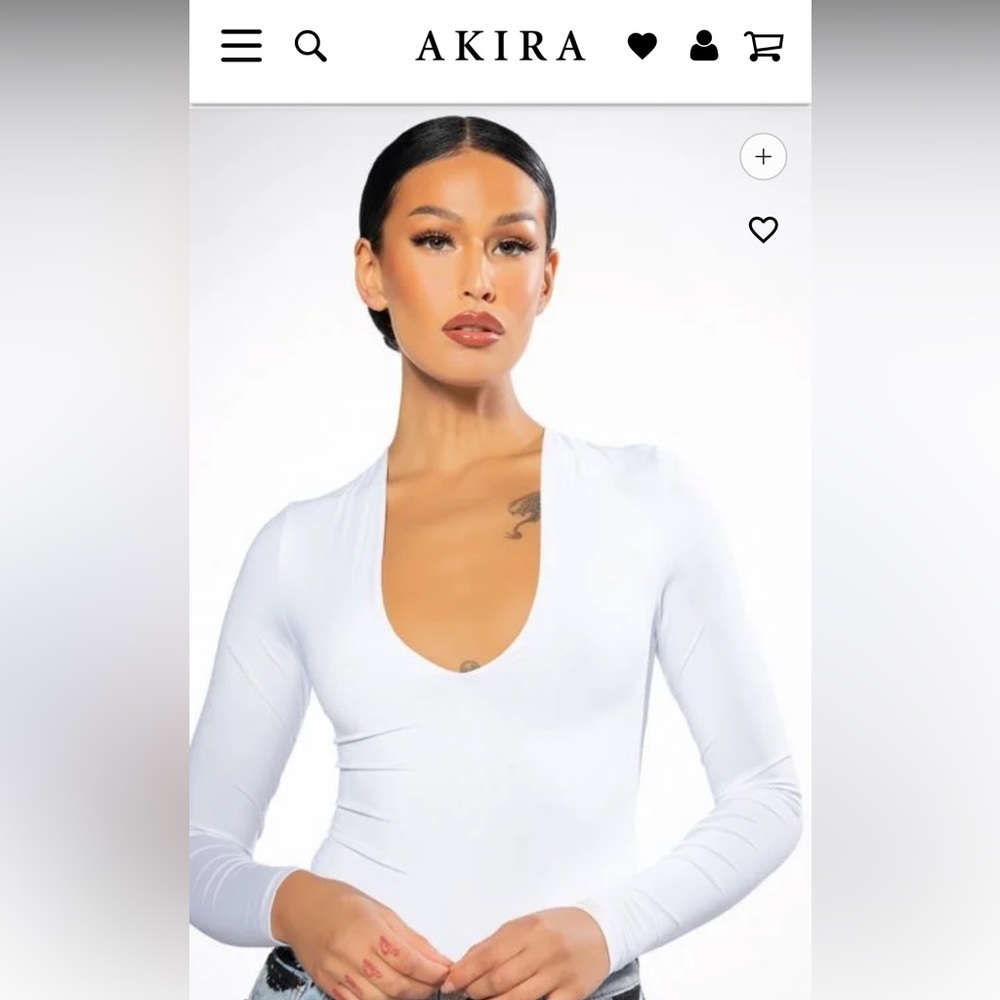 Akira Deep V Body Suit - Large - White - Brand NWT